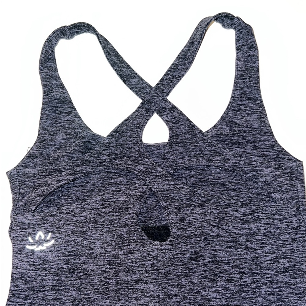 Beyond Yoga XS Space Dye Carefree Cut Out Lock Keyhole Grey Gray Cross Tank Top - Picture 4 of 5